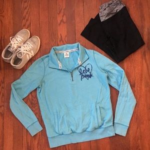 Light blue PINK by VS half zip sweatshirt